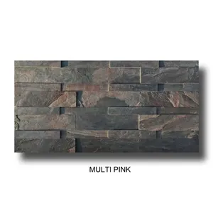 Natürliche hochwertige Multi Pink Quarzit Stein Wand paneel Furnier platte für Wand verkleidung Außen dekoration