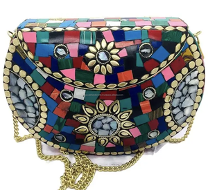 Sac à main en mosaïque artisanal en métal de haute qualité et abordable pour femmes en provenance d'Inde - Product Image 3