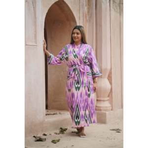 Robe de nuit pour femme The Quince Life Ikat Bonbon avec ceinture - Product Image 6