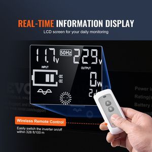 Convertisseur de courant pur sinus 3000 watts DC 12V AC 120V 2 prises AC 2 USB 1 port Type-C Appareils électroménagers Télécommande - Product Image 5