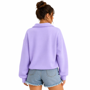 Veste ample personnalisée scintillante OEM/ODM en gros, avec strass, fermeture éclair intégrale, en polaire chatoyante, col montant, pour femmes - Product Image 2