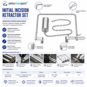 <b>Deep</b> Initial Incision Retractor Set Two 4in Long Blades <b>Frame</b> and Weight ZETOMEDPRO - Product Image 5