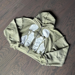 Heavyweight Acid Wash Hoodie oversized zip up hoodie screen print acid washed hoodie <b>men</b> distressed boxy hoodie - Product Image 4