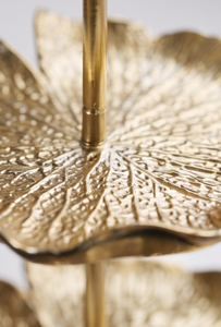 Premium Gold Metal 3 Tier Cake <b>Stand</b> with Ring Handle Leaf Shaped Pedestal Base Pastry <b>Cupcake</b> Display Tray - Product Image 3