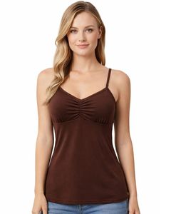 Débardeur Femme Marron Chocolat Coupe Ajustée Bretelles Réglables Extensible Décontracté Basique Été Confortable Quotidien - Product Image 1