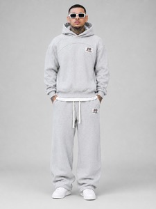 Survêtement respirant mi-lourd en molleton 100 % coton, délavé effet soleil, coupe oversize, streetwear hiver, avec logo brodé personnalisé - Product Image 1