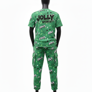 Ensemble haut et pantalon pour femme en coton et polyester mélangés, 180 GSM, vert, sublimation intégrale, logo personnalisé, ensembles pour femmes - Product Image 2