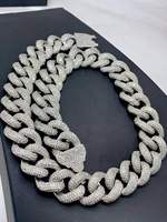 Chaîne cubaine en argent sterling 925 avec moissanite taille brillant rond et perle d'eau douce, style hip-hop, bijoux fins unisexes pour tous les jours