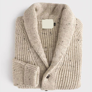 Cárdigan para hombre de manga larga con cuello en V y botones al frente, mezcla de algodón, tejido acanalado, corte regular, estilo liso, para uso casual, a precio asequible. - Product Image 5