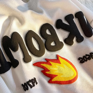 Camisa Casual de Manga Corta con Cuello Redondo, de Corduroy Grueso de Spandex/Poliéster de la Mejor Calidad, con Serigrafía 3D en la Parte Delantera, Corte Regular para Hombre - Product Image 3