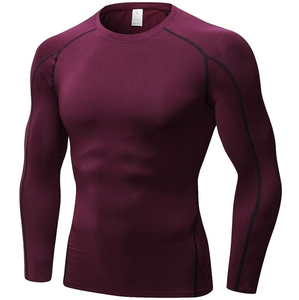 T-shirt de sport à manches longues pour homme, blanc, anti-UV, séchage rapide, polyester, haute élasticité - Product Image 2