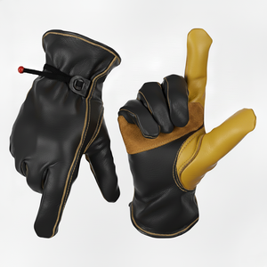 ถุงมือหนังแพะสำหรับทำงานแบบวินเทจถุงมือขับรถทำจากหนัง - Product Image 3