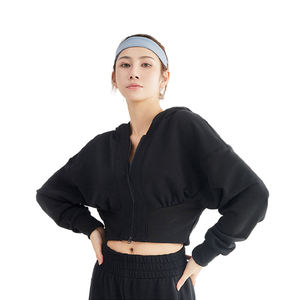 Custom logo <b>Crop</b> Cotton Tops Women Hoodie Screen Print Long Sleeve Blank Thick <b>Crop</b> <b>Zip</b> <b>up</b> Hoodie - Product Image 4
