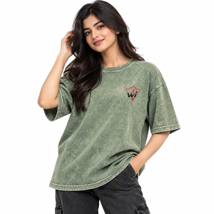 Camisetas Oversize de Algodón Transpirable Premium para Mujer, Estilo Moderno y Cómodo, con Lavado Ácido - Product Image 1