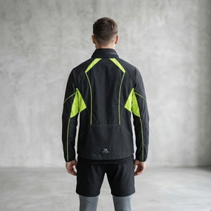 <b>Men</b> Black Lime Green Color Block Windbreaker <b>Jacket</b> Full Zip Mesh Panel Lightweight <b>Running</b> Sports <b>Jacket</b> - Product Image 4