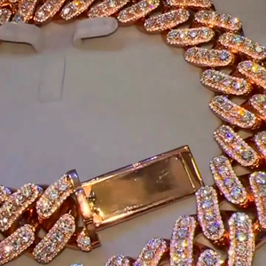 สร้อยคอแบบ Cuban Link ชุบทองคำขาว 925 ประดับเพชร Moissanite VVS ทรงบาแกตต์ สไตล์ฮิปฮอป ดีไซน์แบบ Iced Out สำหรับขายแบบดรอปชิปปิ้ง - Product Image 4