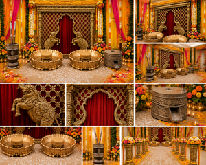 Decoración de Lujo para la Ceremonia Haldi con Marco de Elefante, Tema para Bodas al Aire Libre, Urli para la Ceremonia Haldi, Función Vibrante para la Ceremonia Haldi - Product Image 6
