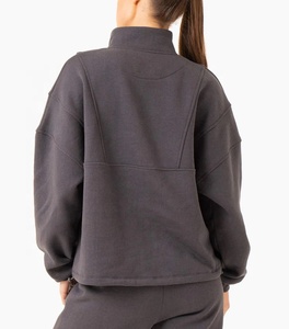 OEM Custom Winter Pullover Hoodie <b>Women</b> Casual Long Sleeve <b>Black</b> <b>Crop</b> <b>Top</b> Front Loose Hoodies New Classic Breathable Streetwear - Product Image 3