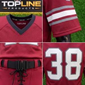 Conjunto de Jersey de Fútbol Americano para Hombre TOPLINE Riddell Johnson, Sublimado, Cuello en V, Manga Corta, Rojo, Malla Transpirable - Product Image 4