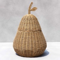 Magnifique panier à linge pour enfant en rotin, forme poire, paniers de rangement en tressage naturel, corbeille à linge pour enfants