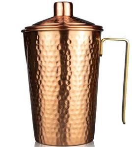Jarra de Agua de Cobre Puro Hecha a Mano de Alta Calidad con Diseño Martillado y Asa para Almacenamiento o Servicio de Café - Product Image 1