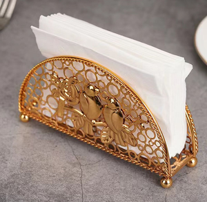 Porte-serviettes en métal motif semi-cercle oiseau doré sur branche pour une décoration coordonnée, disponible au prix de gros - Product Image 1