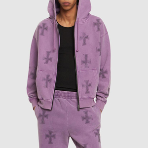 Conjunto Deportivo Casual para Hombre, Talla Grande, con Capucha y Cordón Ajustable, Diseño de Llama con Pedrería, Sudadera y Pantalones Largos - Product Image 3