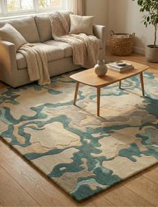 Alfombra de Lana Abstracta de Pelo Medio, Antideslizante, Hecha a Mano, de Primera Calidad, Alfombra Artística Moderna para Sala de Estar, Dormitorio, Hotel, Hogar de Lujo - Product Image 3