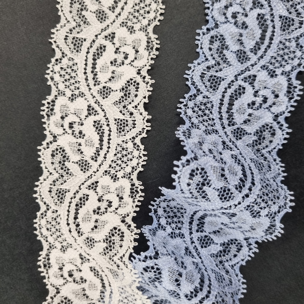 Floral Lace Fabric 4.3cm Lightweight Scalloped Wave Edging with Stretch for Clothes Underwear Dress Premium Korean Quality