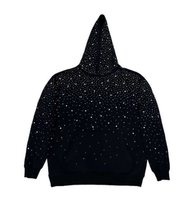 Women's Winter Fashion Streetwear Rhinestone Hoodie with Front Logo Wholesale Pullover Hoodies 100% Cotton - Product Image 4
