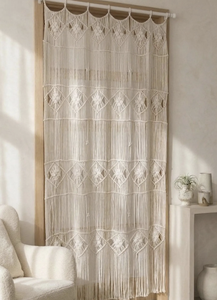 Rideau de porte |   Décoration murale en macramé fait main |   Panneau de séparation de pièce |   Décoration en macramé en coton - Product Image 2