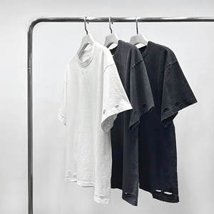 Oversized Men's Cotton Jersey <b>T</b>-<b>Shirt</b> Short Sleeve O-Neck Solid Color Washed Casual Fit <b>White</b> Black Gray - Product Image 5