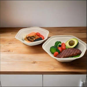 Biodegradable Diamond Shape <b>Bowl</b> Bagasse Pulp Eco Packaging Solution 24oz Compostable Disposable Takeaway Food <b>Bowls</b> <b>Lid</b> Modern - Product Image 1