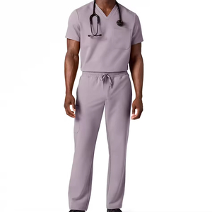 New Fashion Unisex <b>Doctor</b> Medical Scrub Suits Breathable Denim Canvas Custom Scrubs <b>Sets</b> - Product Image 1