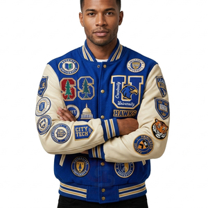 Veste de baseball pour homme sur mesure de haute qualité, coupe ajustée, design formel d'hiver, manches en cuir, respirante, coupe-vent, logo personnalisé - Product Image 1
