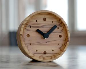 Exquisite Handcrafted Olive Wood Table <b>Clock</b> - Unique Artisanal Timepiece >Smart Table <b>Clocks</b> - Product Image 3