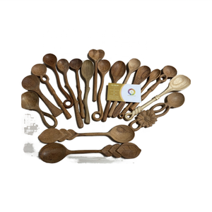 Juego de cucharas de madera curvas talladas a mano de Acacia ecológicas para cocinar, remover, servir comida, hogar, cocina, restaurante - Product Image 5