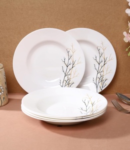 Assiette de table décorative ronde en porcelaine fine écologique, surface matelassée, design encadré, compatible lave-vaisselle, pour présentation sur table - Product Image 4