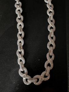 Luxury Moissanite Interlocking Link <b>Necklace</b> Iced Out Hip Hop Chain <b>Statement</b> Jewelry Silver Tone Bold Shine Gift - Product Image 5