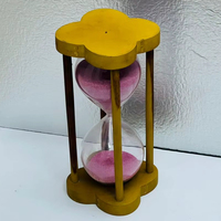Sablier en bois fait main de 9 pouces avec sable rose |   Décoration de table rustique avec motif croix d'ange pour Noël et anniversaires