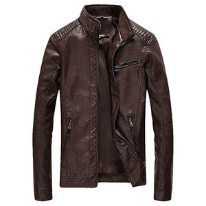 <b>Men</b> Premium Genuine <b>Leather</b> <b>Jacket</b> Stand Collar Soft Comfortable Classic Casual Full Zip Durable Fashion Breathable Quick Dry - Product Image 6