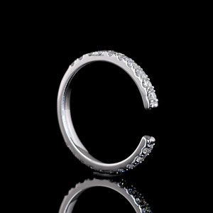 Anillo de compromiso y boda de media eternidad con diamante cultivado en laboratorio de corte redondo, chapado en oro de 10K/14K/18K y plata 925/935 con rodio, ideal para fiestas. - Product Image 4