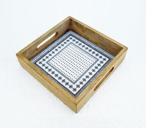 Modern Style Design Mango Wood Enamel Print Tray Decorative Trays Wood serving Tray Enamel Printing Tray at very <b>low</b> Price - Product Image 5