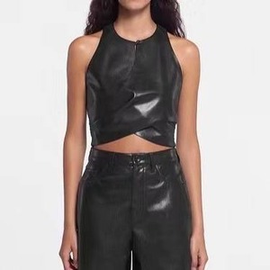 Chaleco de Cuero para Mujer, Diseño Nuevo, Etiqueta Personalizada, Sin Mangas, Tejido, Venta al Por Mayor - Product Image 4