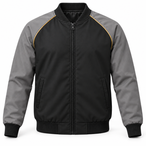 Chaqueta bomber de talla grande para hombre, con bloques de color, cierre de cremallera, cuello alto, informal, para otoño. - Product Image 1