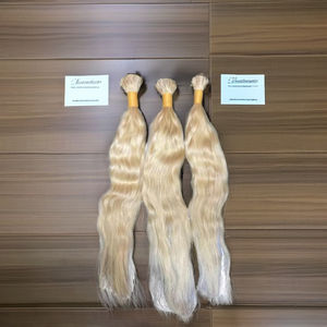 Extensions de cheveux vierges Remy indiens doux de haute qualité Double matière première dessinée 1B paquet de couleur naturelle des exportateurs - Product Image 1