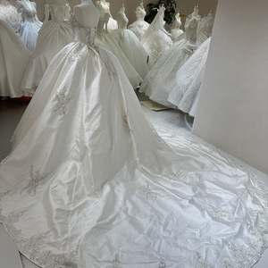 Jancember DW0099 Robes de mariée civiles en satin empire sans bretelles en cristal - Product Image 3