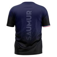 Jersey Lari Marathon Lengan Pendek Sublimasi Logo Kustom MOQ Rendah Kerah Bulat 100% Poliester Cepat Kering Bernapas Dapat Dicetak