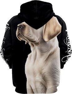 Sweat-shirt à capuche pour homme avec impression personnalisée de chien Labrador, noir, impression 3D intégrale, décontracté, avec poche, vêtement d'automne, sublimation - Product Image 3