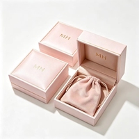 Boîte cadeau rigide rose poudré haut de gamme personnalisée, en deux parties, écologique, réutilisable, avec fermeture magnétique, pour collier, bague, boucles d'oreilles